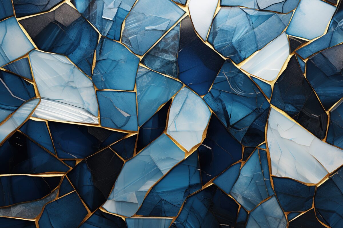 Blue Gold Decorative Wallpaper - Image 1