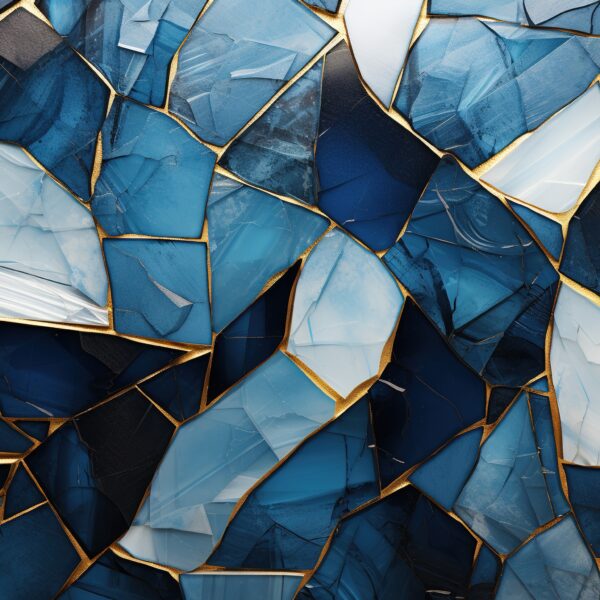 Blue Gold Decorative Wallpaper