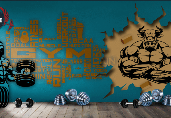 Blue Motivational Gym Wall Wallpaper